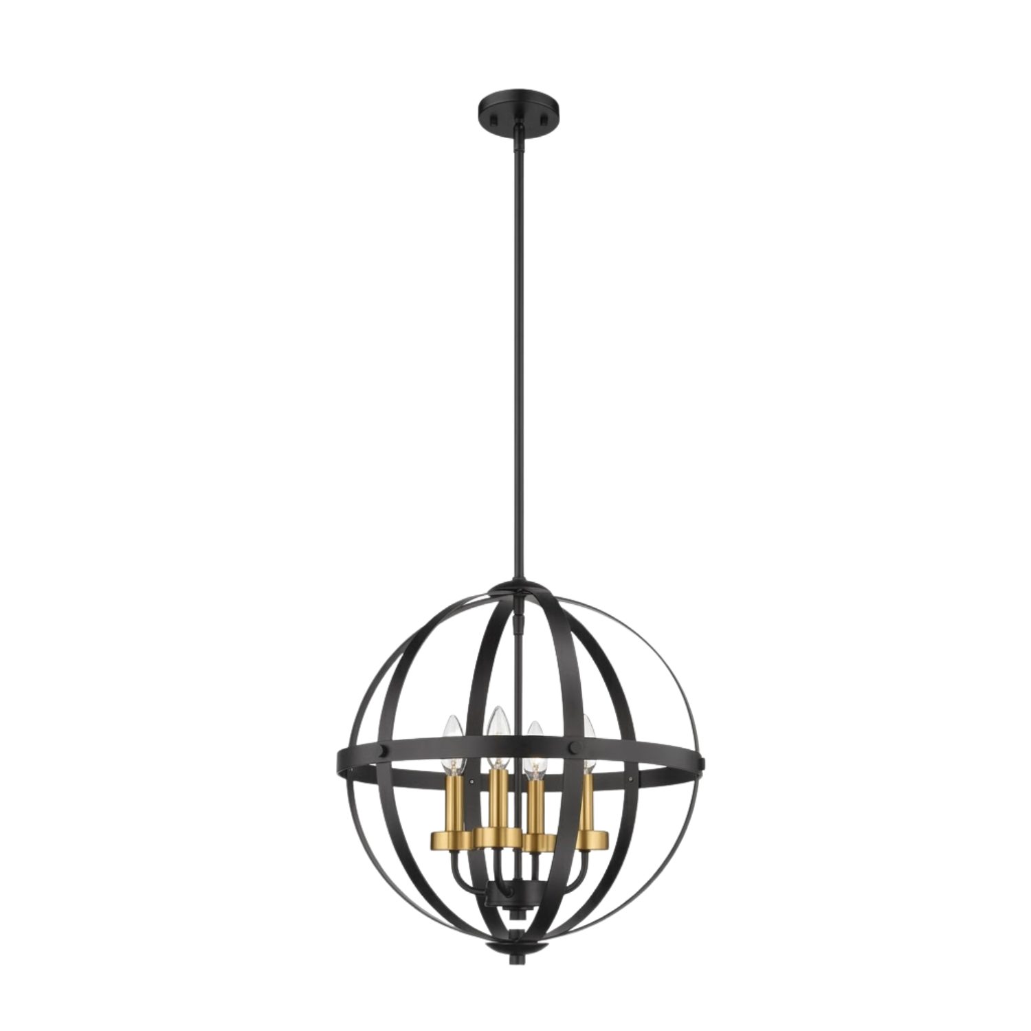 Aura 18" 4-Light Strap Steel Sphere - Candle Covers - Sleek Pendants