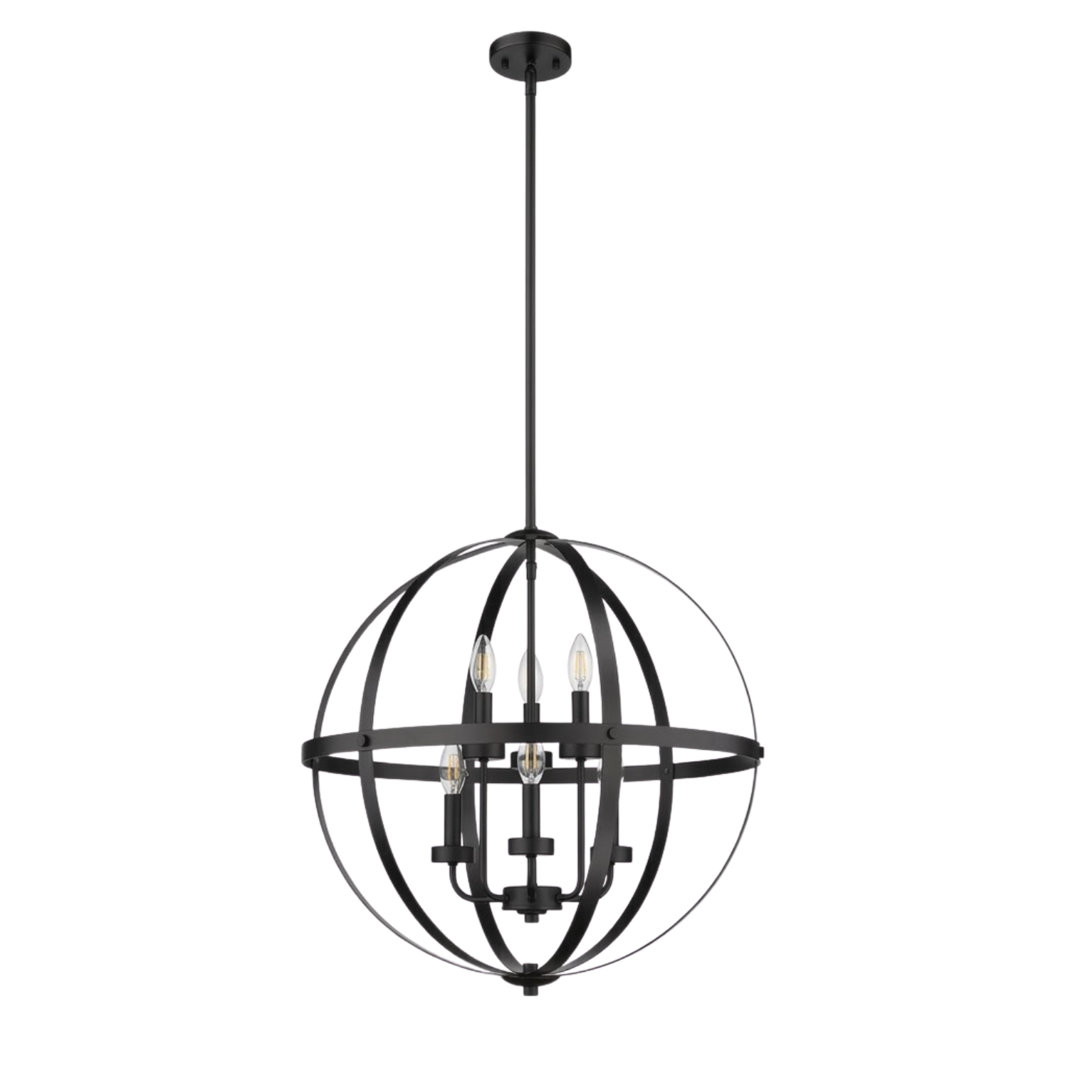 Aura 18" 4-Light Strap Steel Sphere - Candle Covers - Sleek Pendants