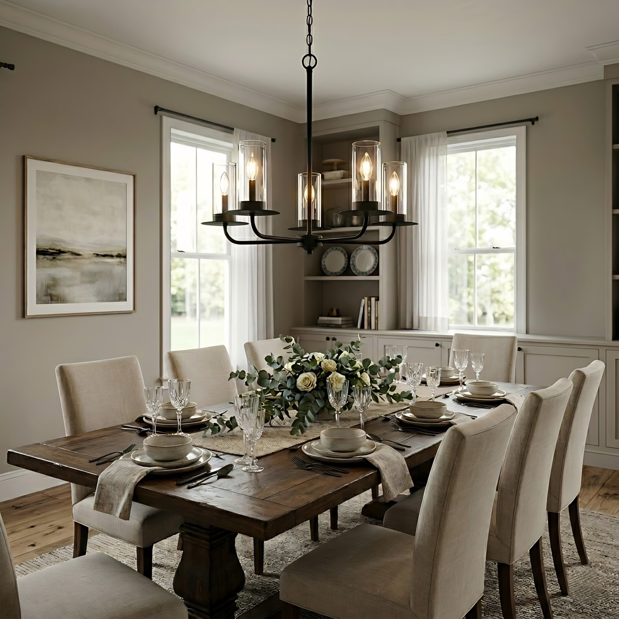 5-Light Clear Glass Chandelier - Statement-Making Chandeliers