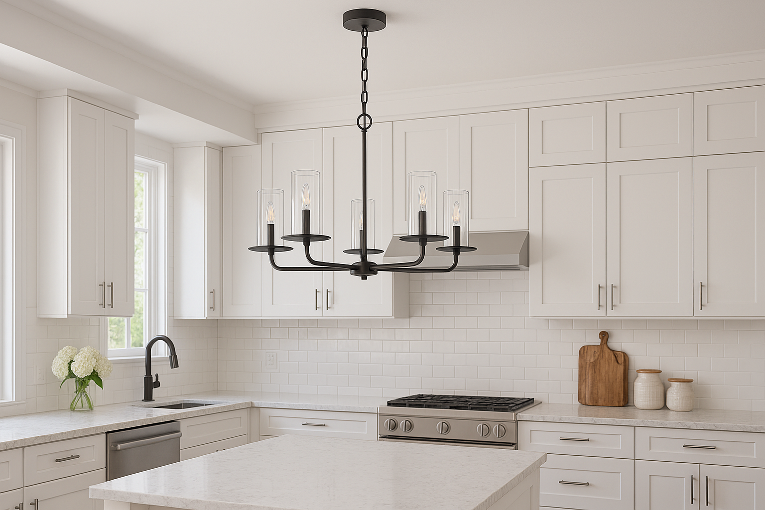 5-Light Clear Glass Chandelier - Statement-Making Chandeliers