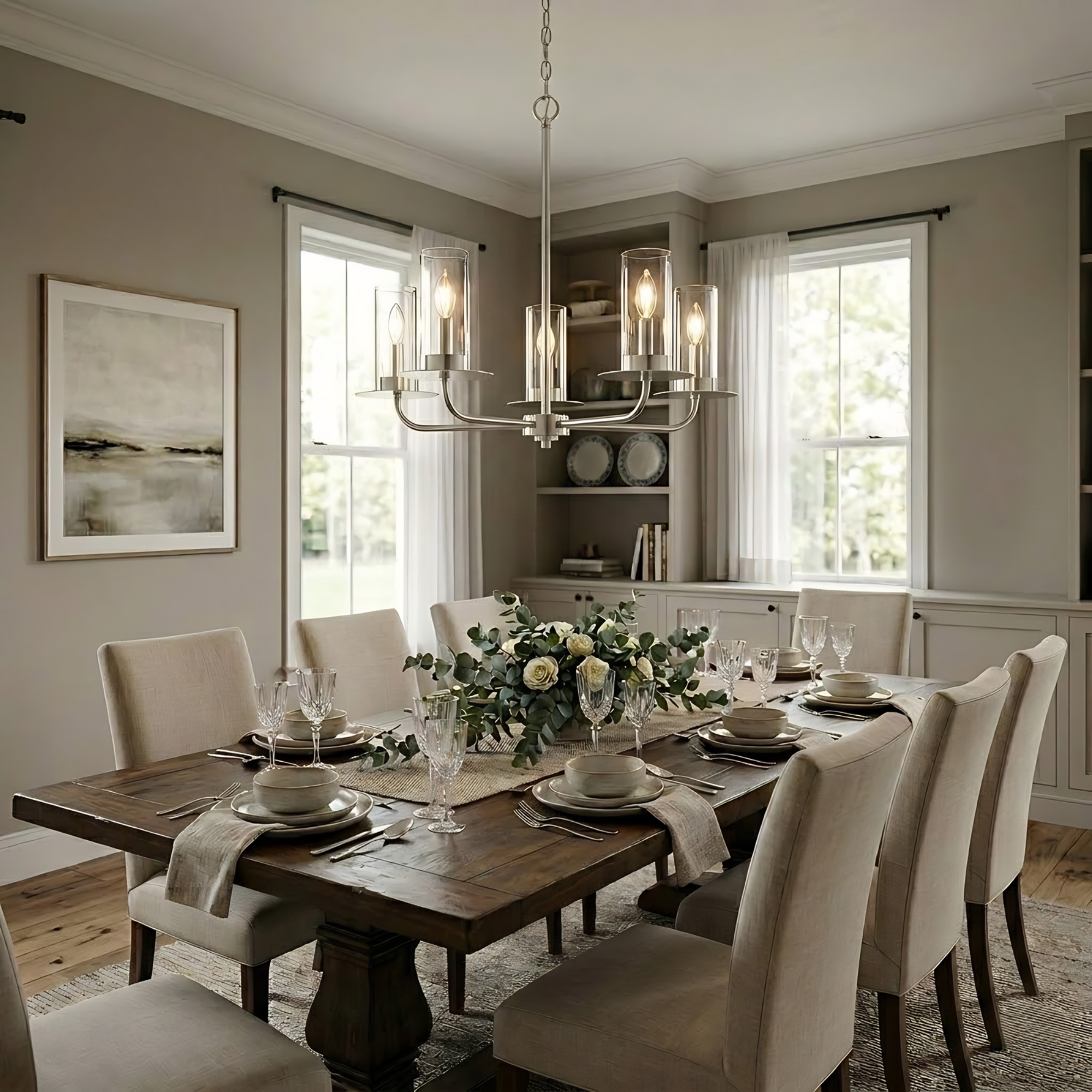 5-Light Clear Glass Chandelier - Statement-Making Chandeliers