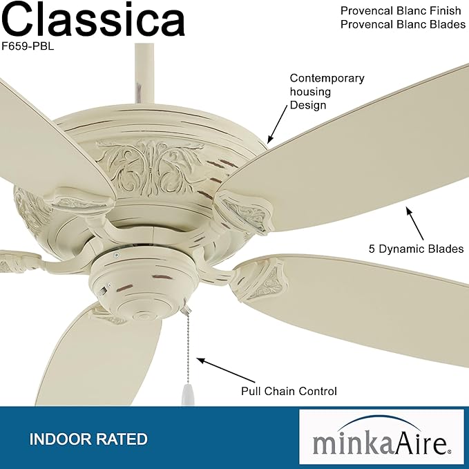MinkaAire Classica 54″ Ceiling Fan — Provencal Blanc