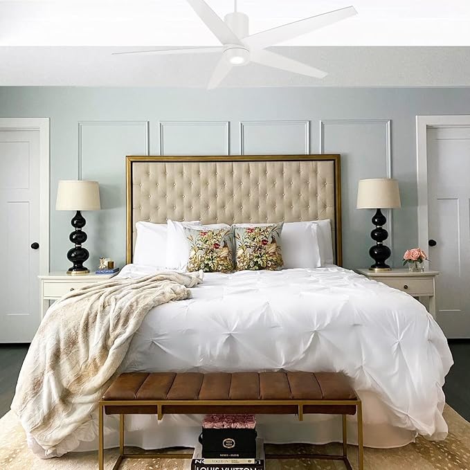 MinkaAire Symbio 56″ Ceiling Fan — Flat White, 5 Blades, Integrated LED & Remote Included