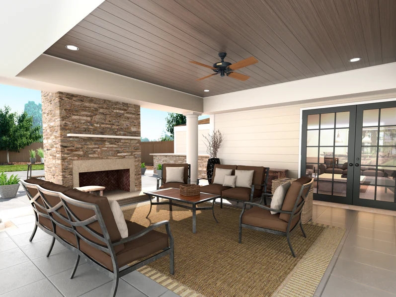 Hunter Original 52-Inch Outdoor Ceiling Fan with Original Teak Blades — Rubbed Bronze Finish