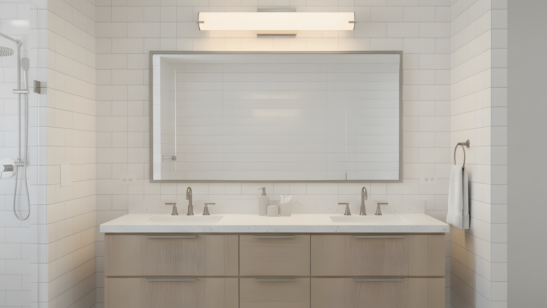 Special Order 24" LED Cylinder Vanity Light, 25W 4000K Dim Plastic Lens - Elegant Vanities in Brushed Nickel