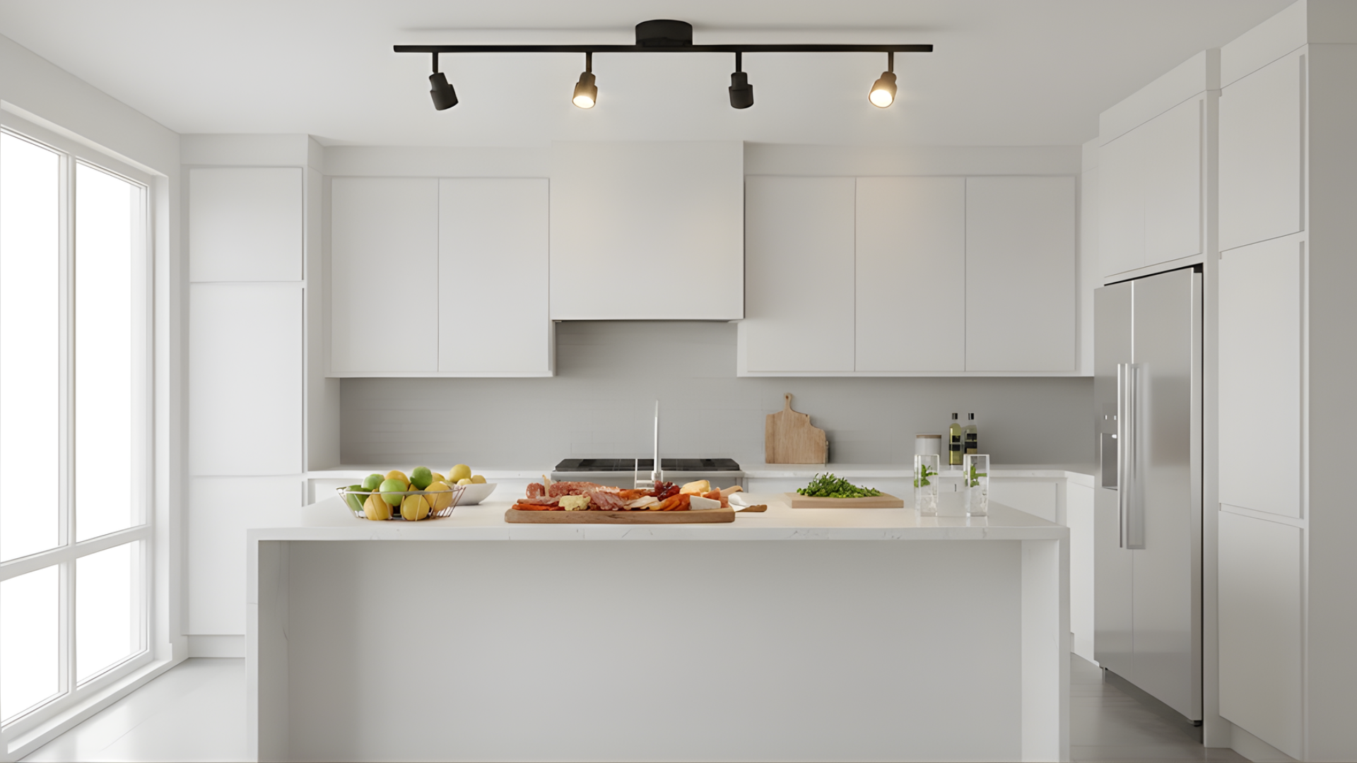 4-Head LED Bar Light - 4 x 7W LED heads 3000K - Decorative Track Lights in Matte Black