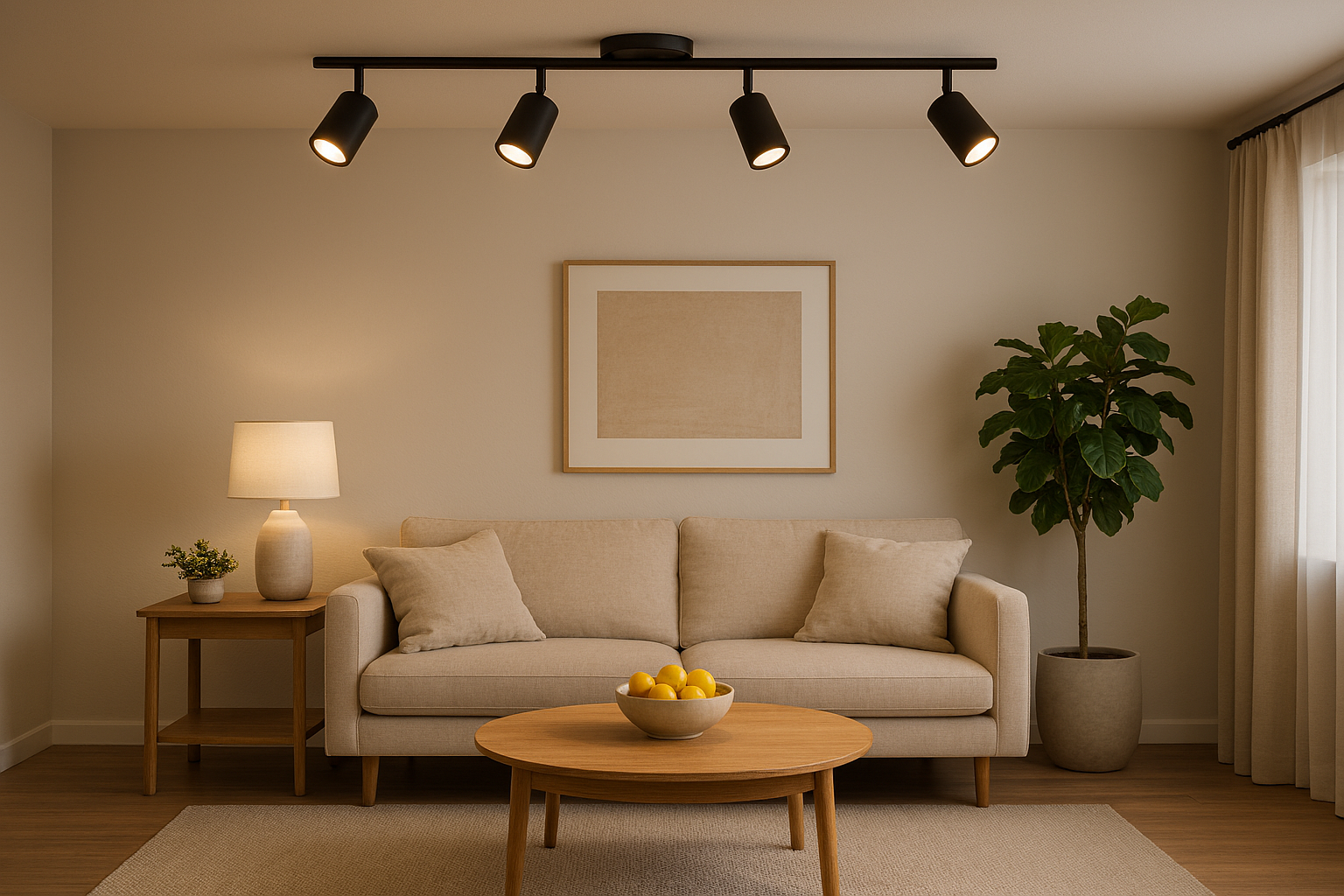 4-Head LED Bar Light - 4 x 7W LED heads 3000K - Decorative Track Lights in Matte Black