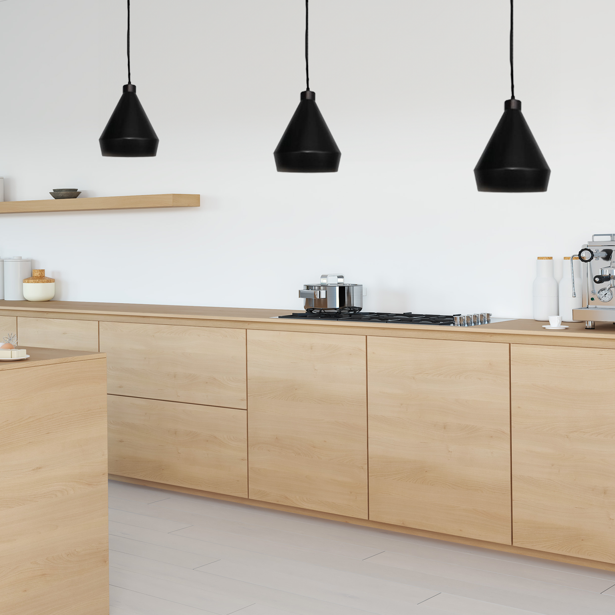 1-Light Corded Steel Shade Pendant - MB outer - WH inner