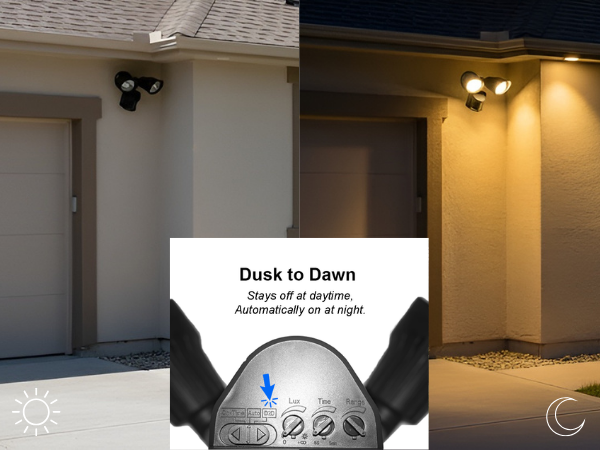 LED-Double Flood-Matte Black (includes Motion Sensor) 20W 3000K - Elegant Flood Lights
