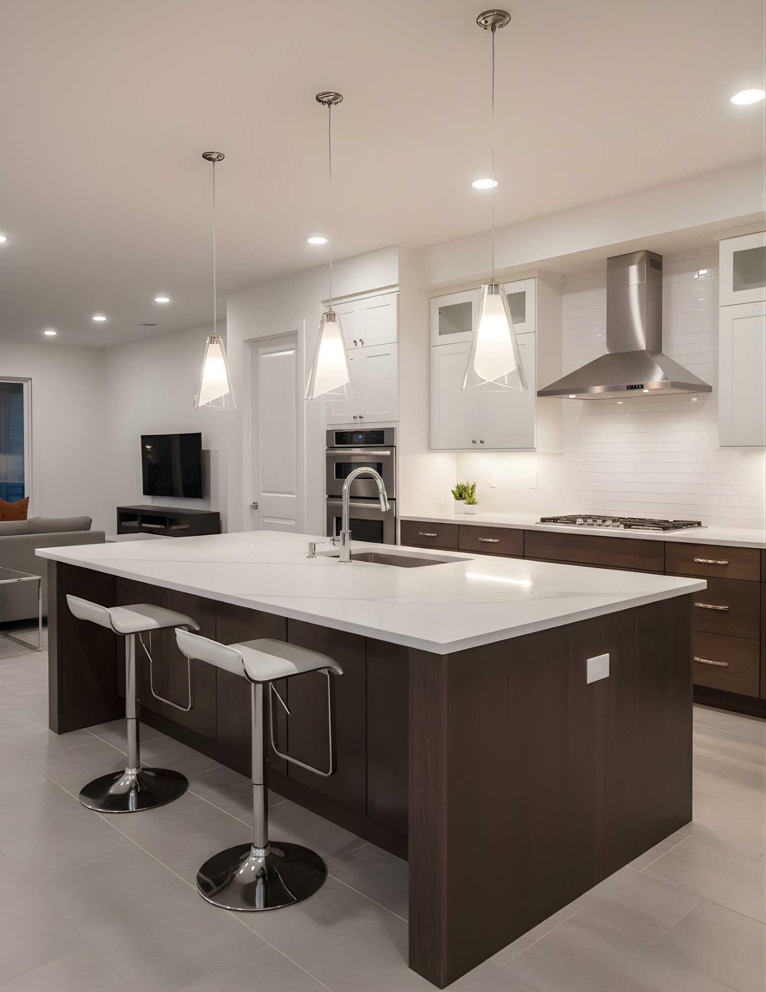 Dual Glass Pendant Clear & Frosted Angle Glass E12 Base - Refined Pendants in Brushed Nickel