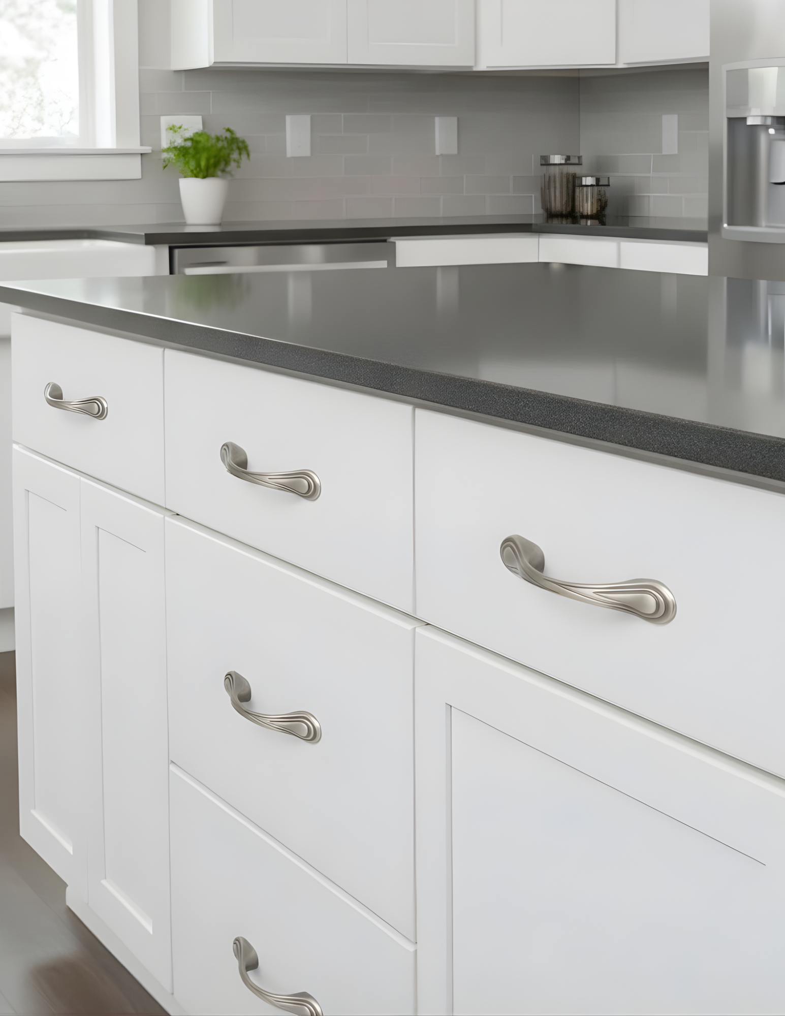 5-1/8 OL Pull 3' Center to Center-Satin Nickel - Versatile Cabinet Hardware