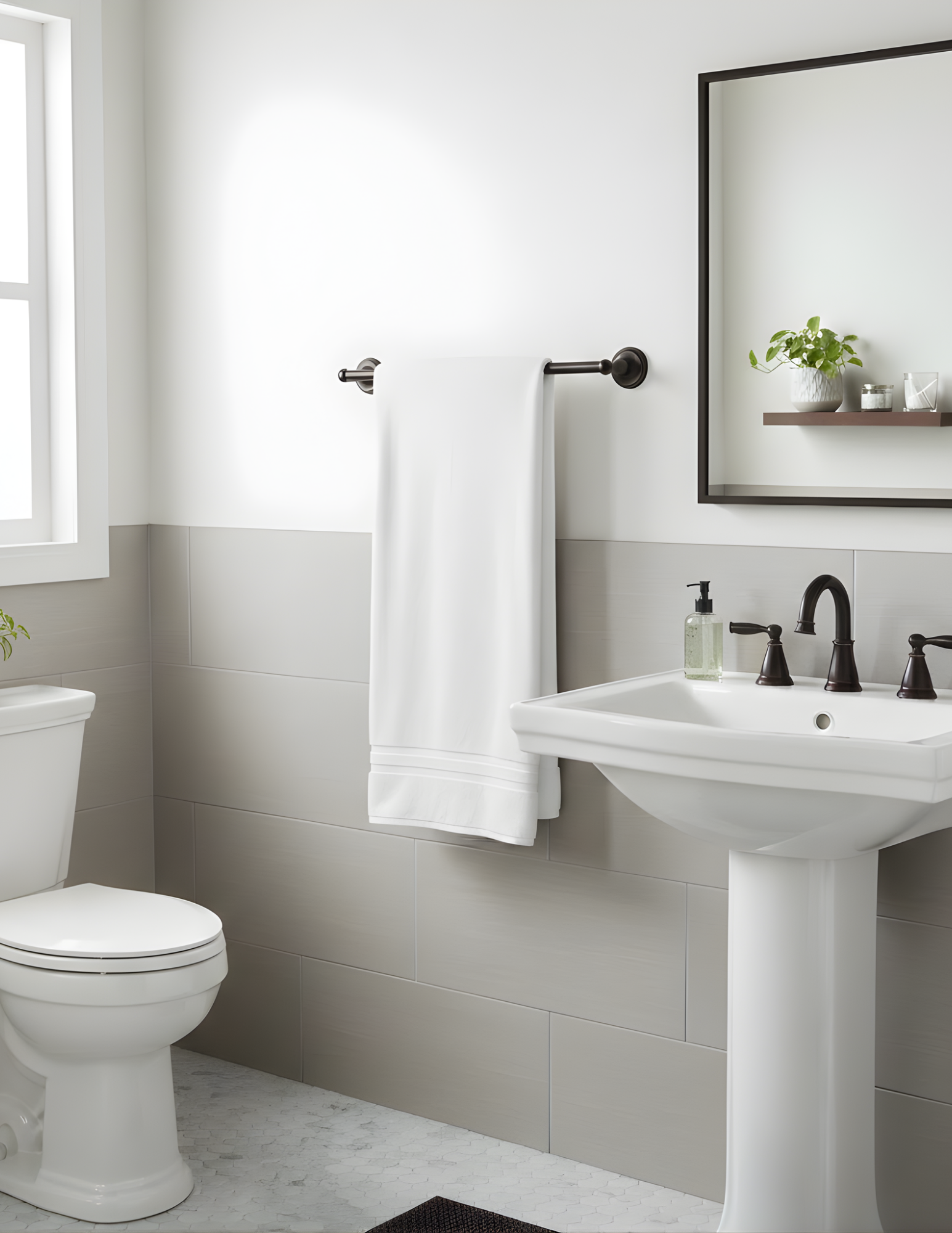 Bath Hardware 24' Towel Bar - Stylish Bath Hardware in Rubbed Bronze