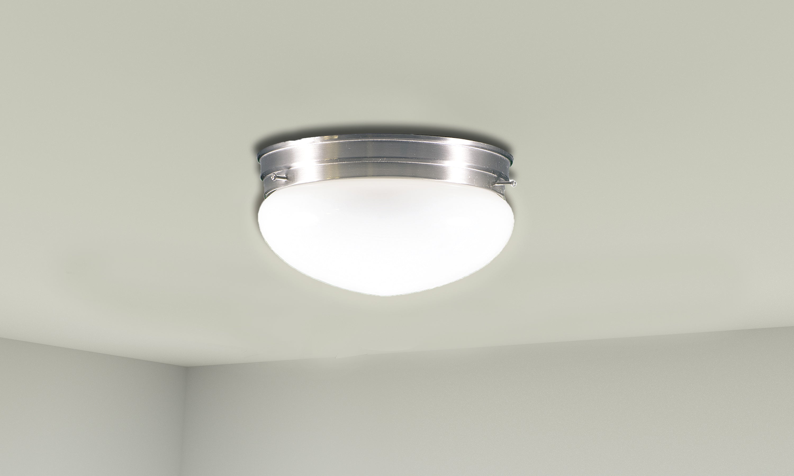 White glass flush mount ceiling light brushed nickel