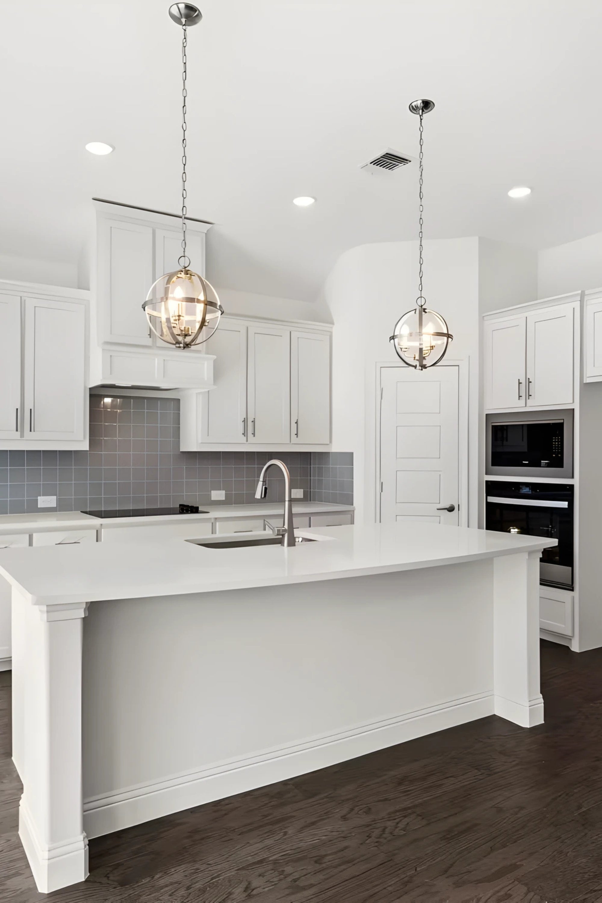 kitchen lighting ideas, pendant lights for kitchen island, modern kitchen design, globe pendant lighting, gold pendant lights, brushed gold lighting, white kitchen inspiration, interior design lighting, modern farmhouse kitchen, kitchen remodel ideas, kitchen island lighting, home lighting design, small kitchen lighting ideas, kitchen renovation inspiration, elegant kitchen fixtures, lighting above island, builder kitchen lighting, luxury lighting ideas, home improvement lighting, Vivio Lighting, DRS lighti