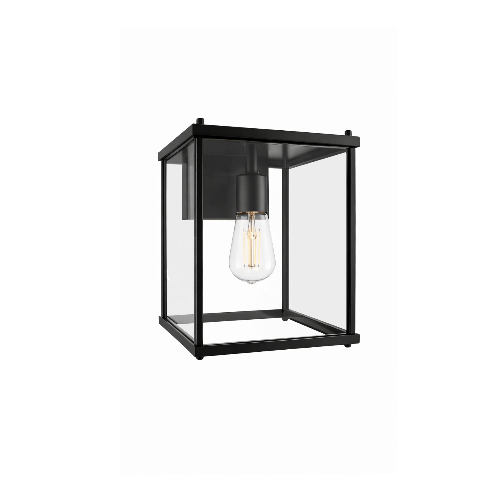 4-Sided Open Bottom Coach Light - Decorative Exterior in Matte Black