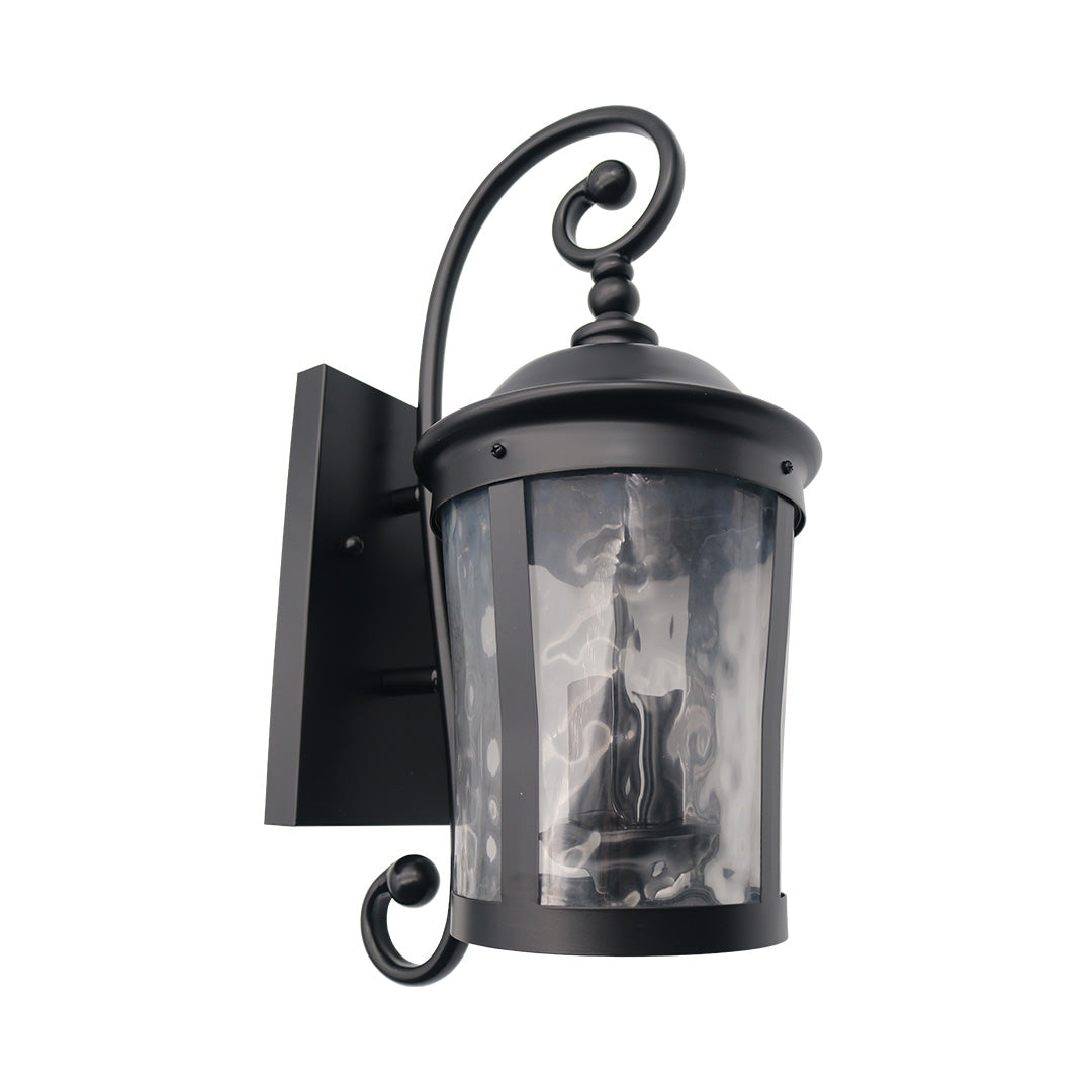 Capital Medium Upgrade Coach Light - Water Glass - Eye-Catching Exterior in Matte Black