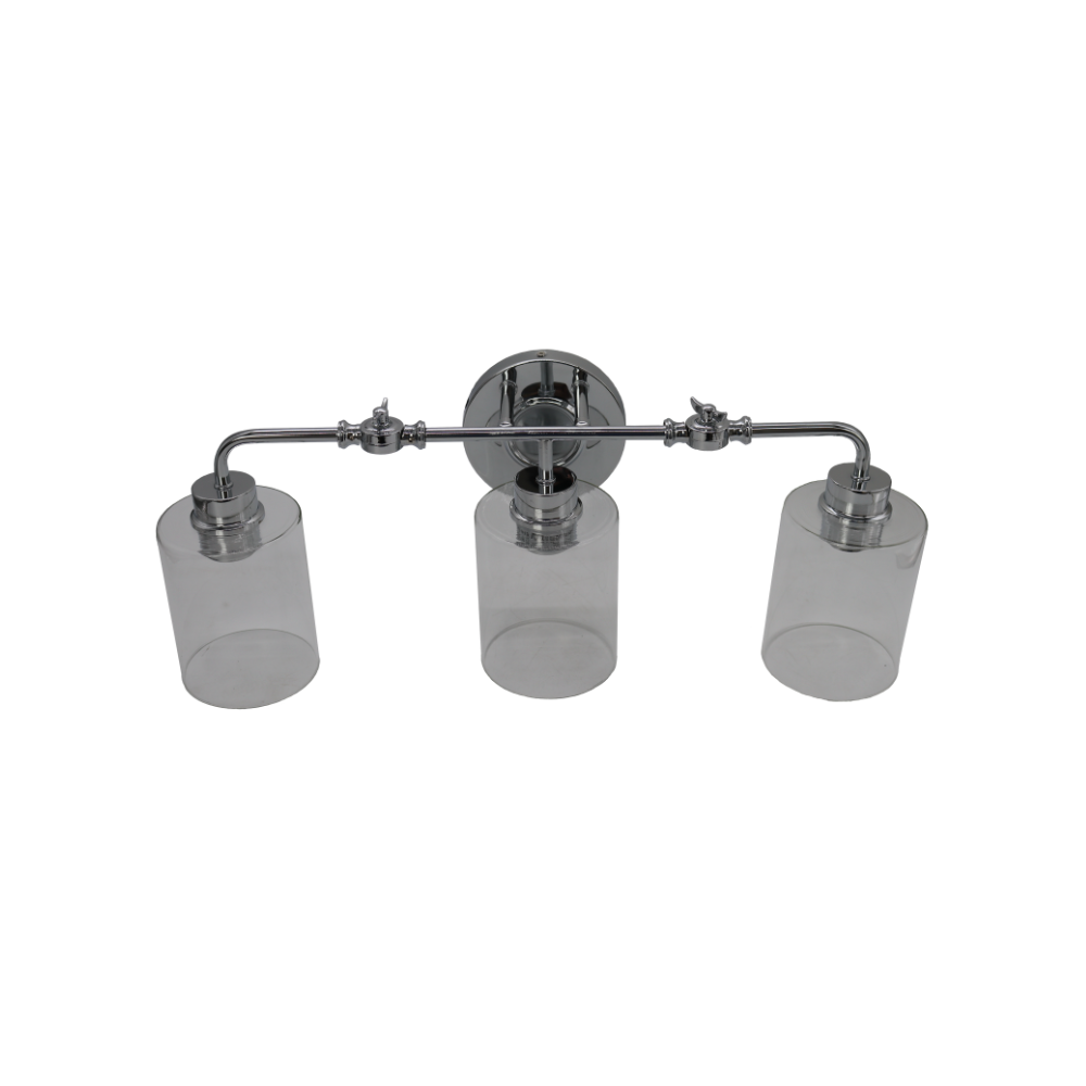 3-Light Vanity - Clear Seeded Glass - Functional Vanities in Brushed Nickel