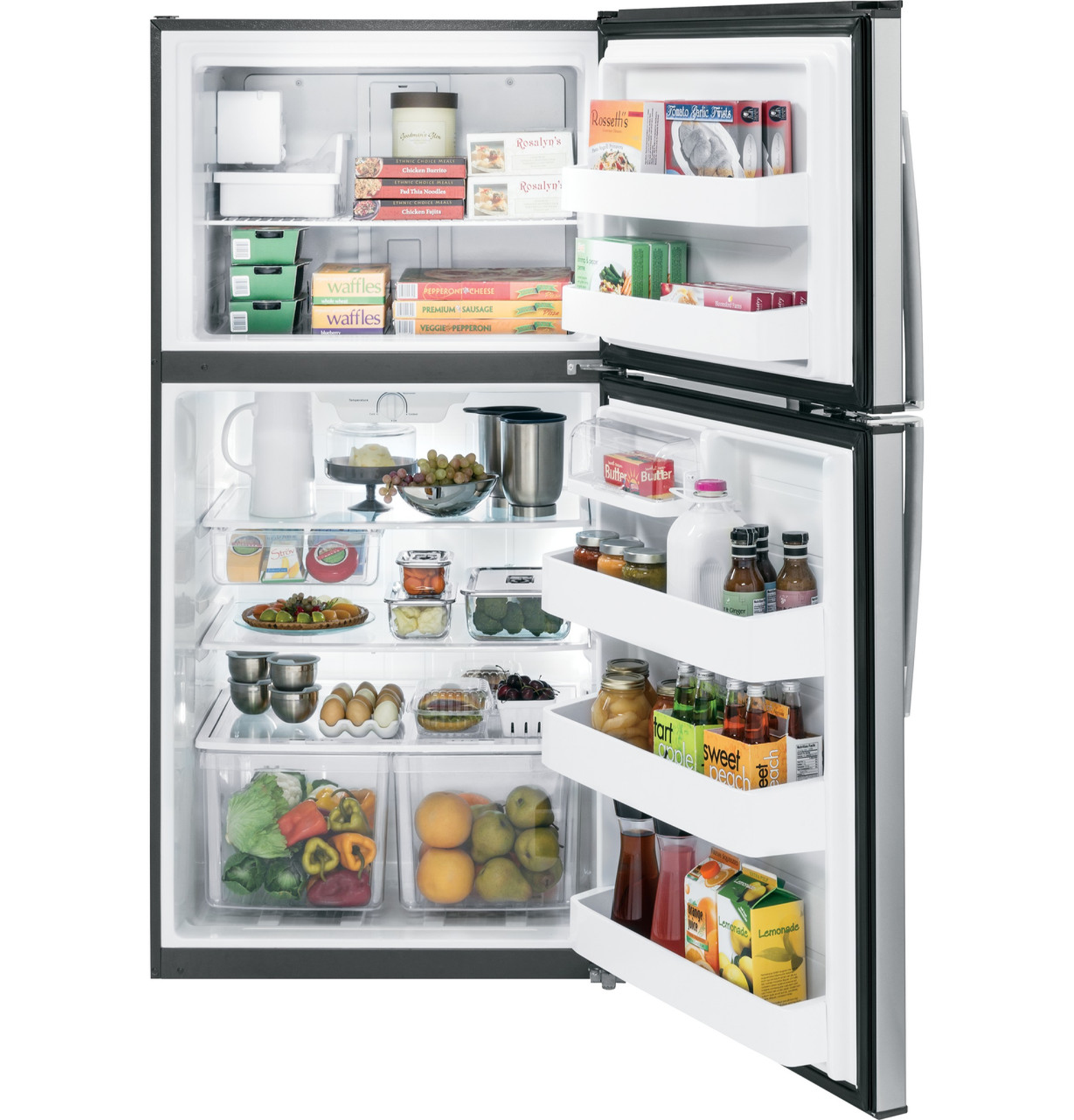 stainless steel fridge freezer top ge