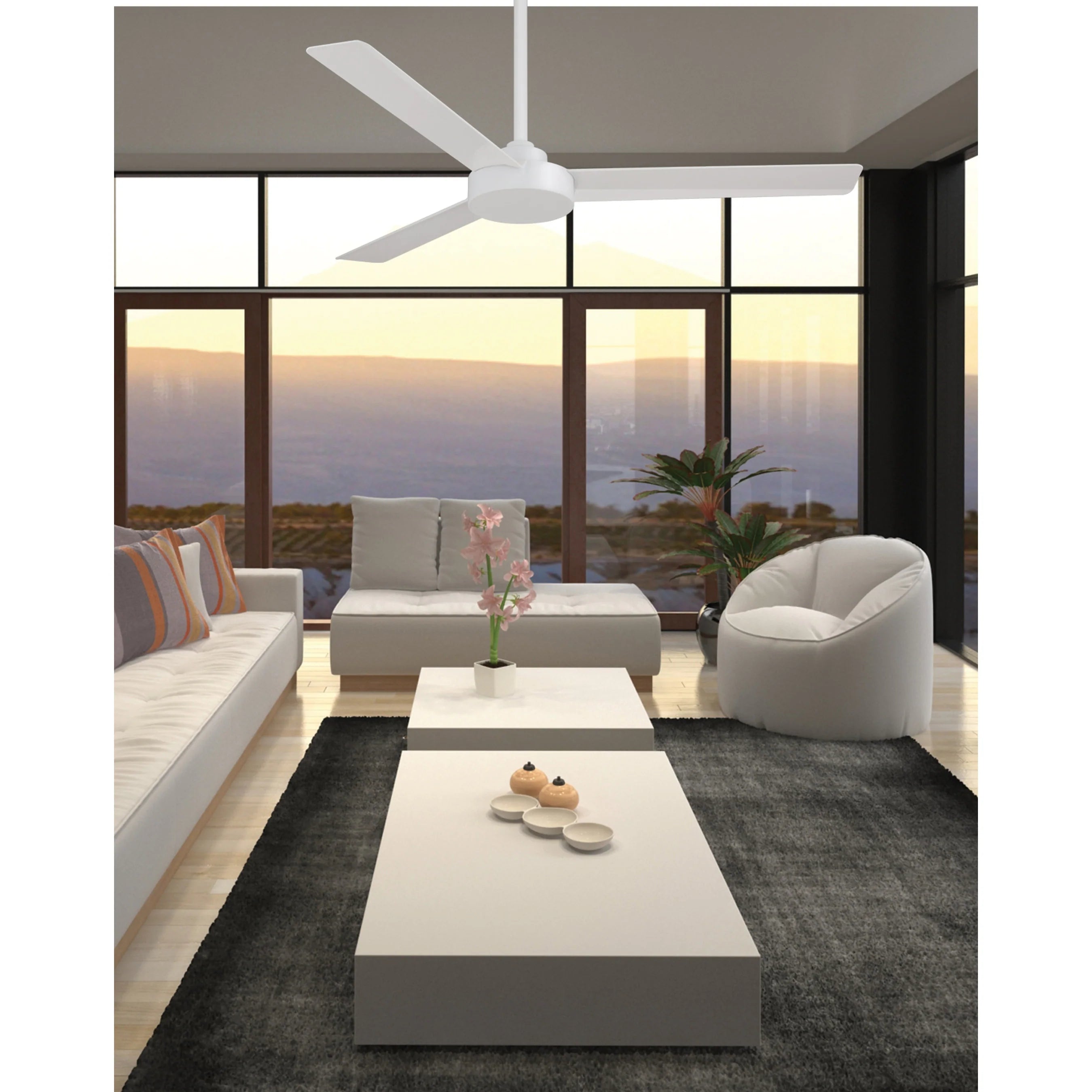 MinkaAire Roto 52″ Ceiling Fan — Flat White, 3 Blades, Wall Control Included