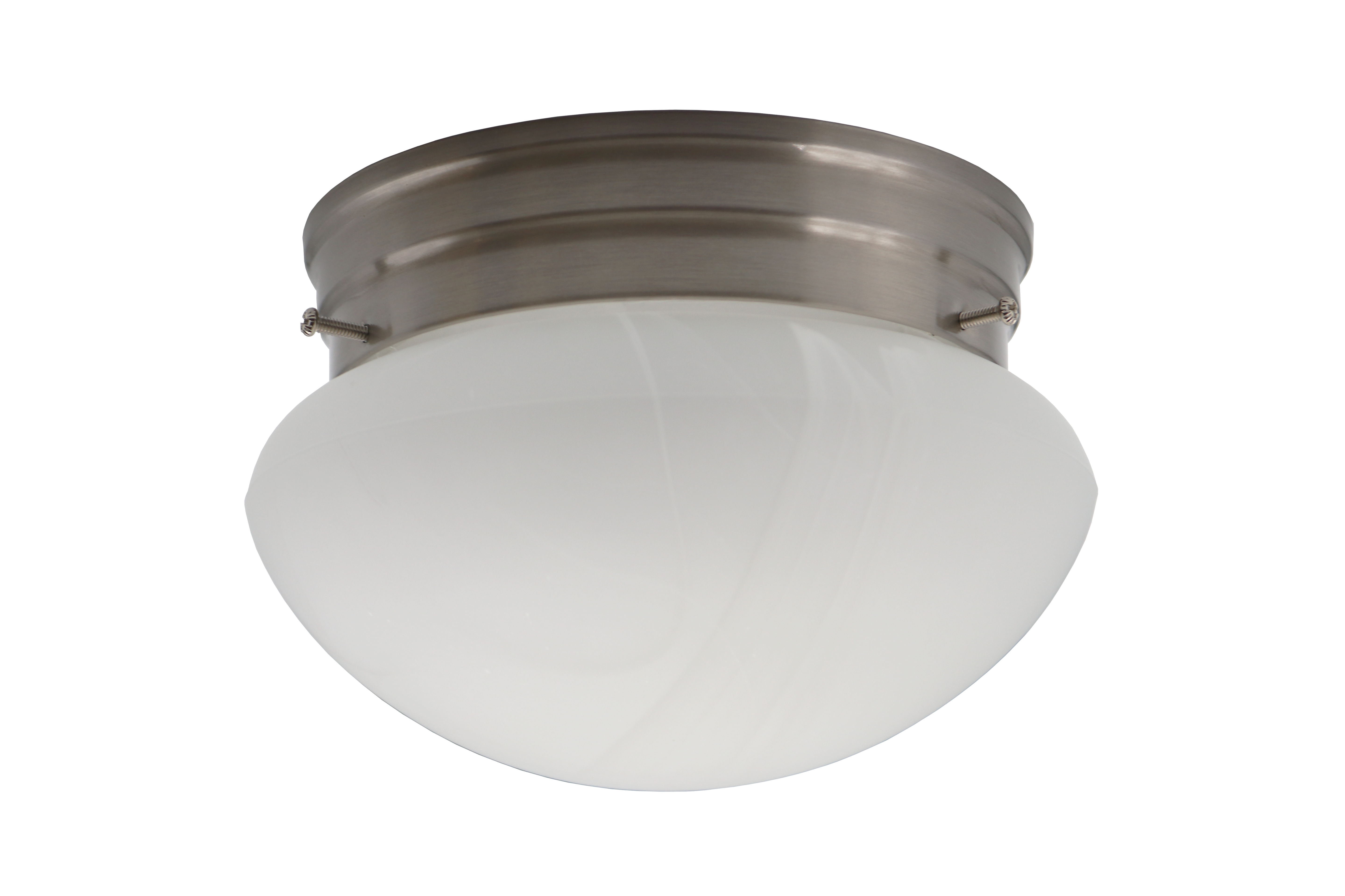 2-Light Faux Mushroom Alabaster Glass Flush Mount Brushed Nickel Finish