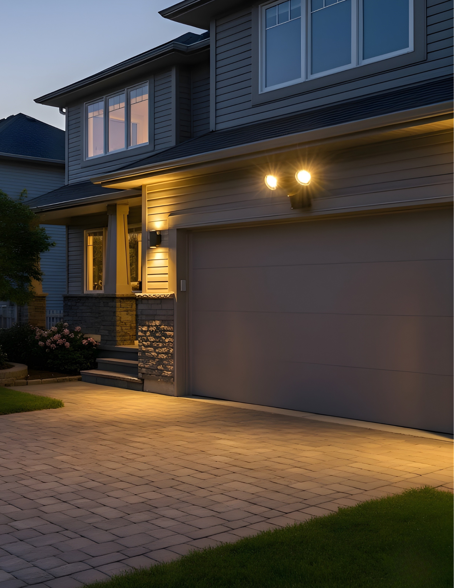 LED-Double Flood-Matte Black (includes Motion Sensor) 20W 3000K - Elegant Flood Lights