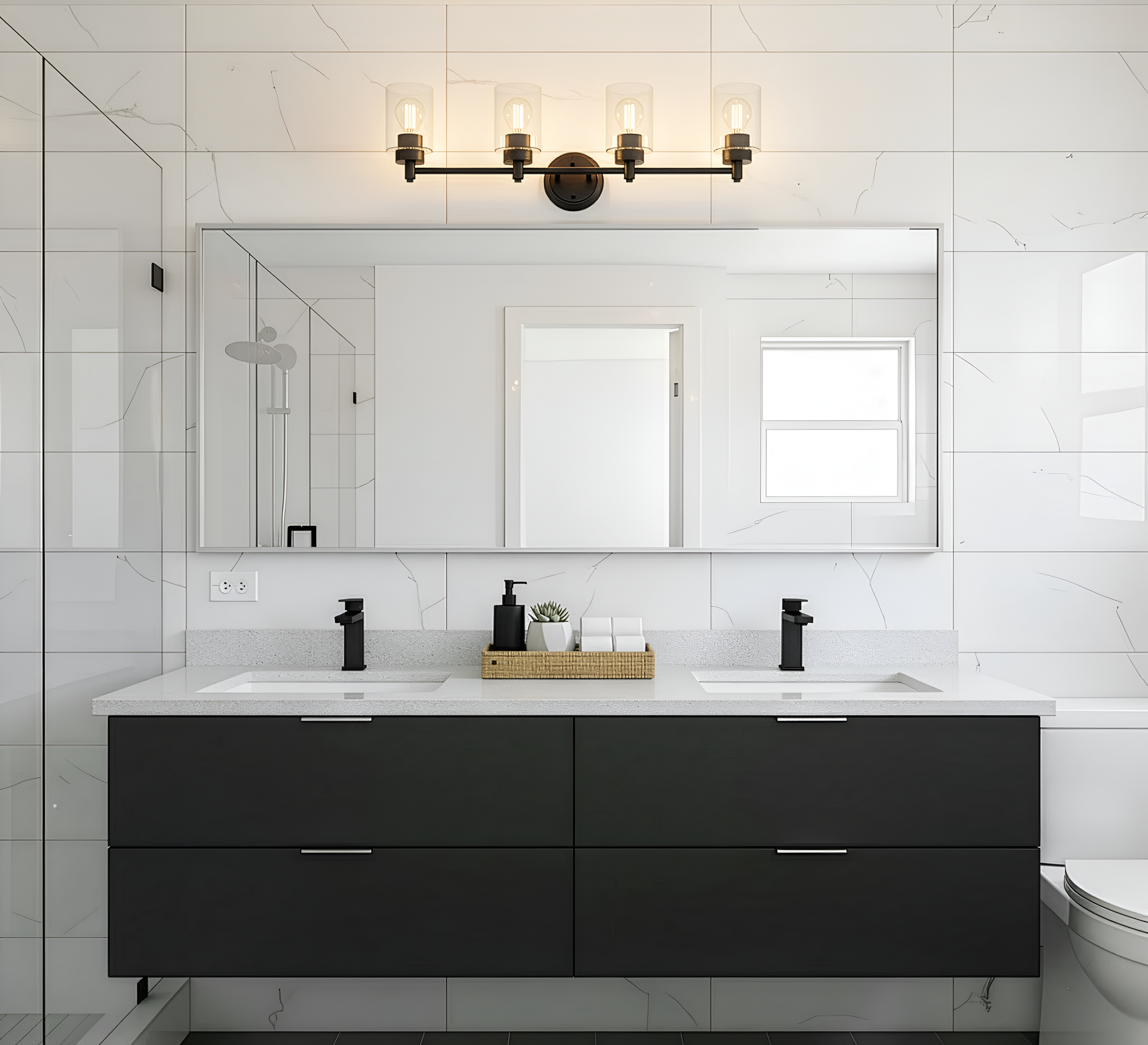Mincio 4-Light Clear Glass Vanity - Minimalist Vanities
