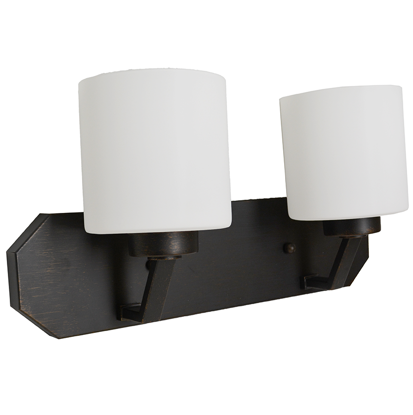 Paris 2-Light Vanity - White Cylinder Glass - Eye-Catching Vanities