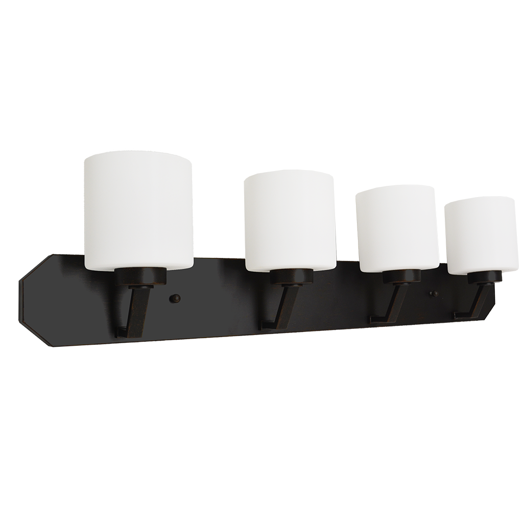 Paris 4-Light Vanity White Cylinder Glass - Sleek Vanities