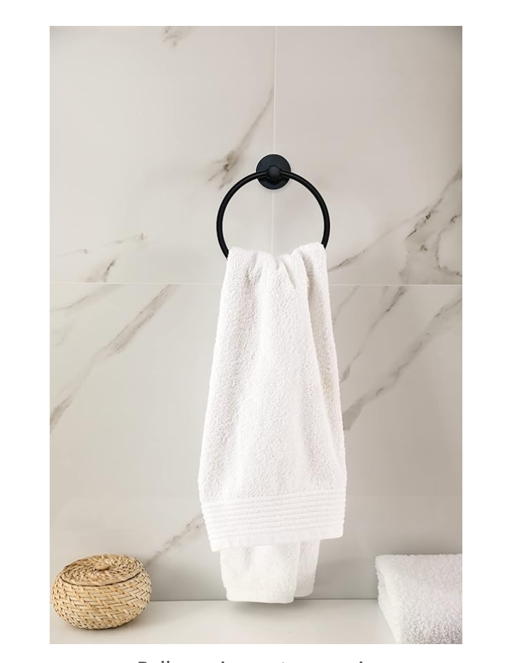 Modern Matte Black Towel Ring Holder