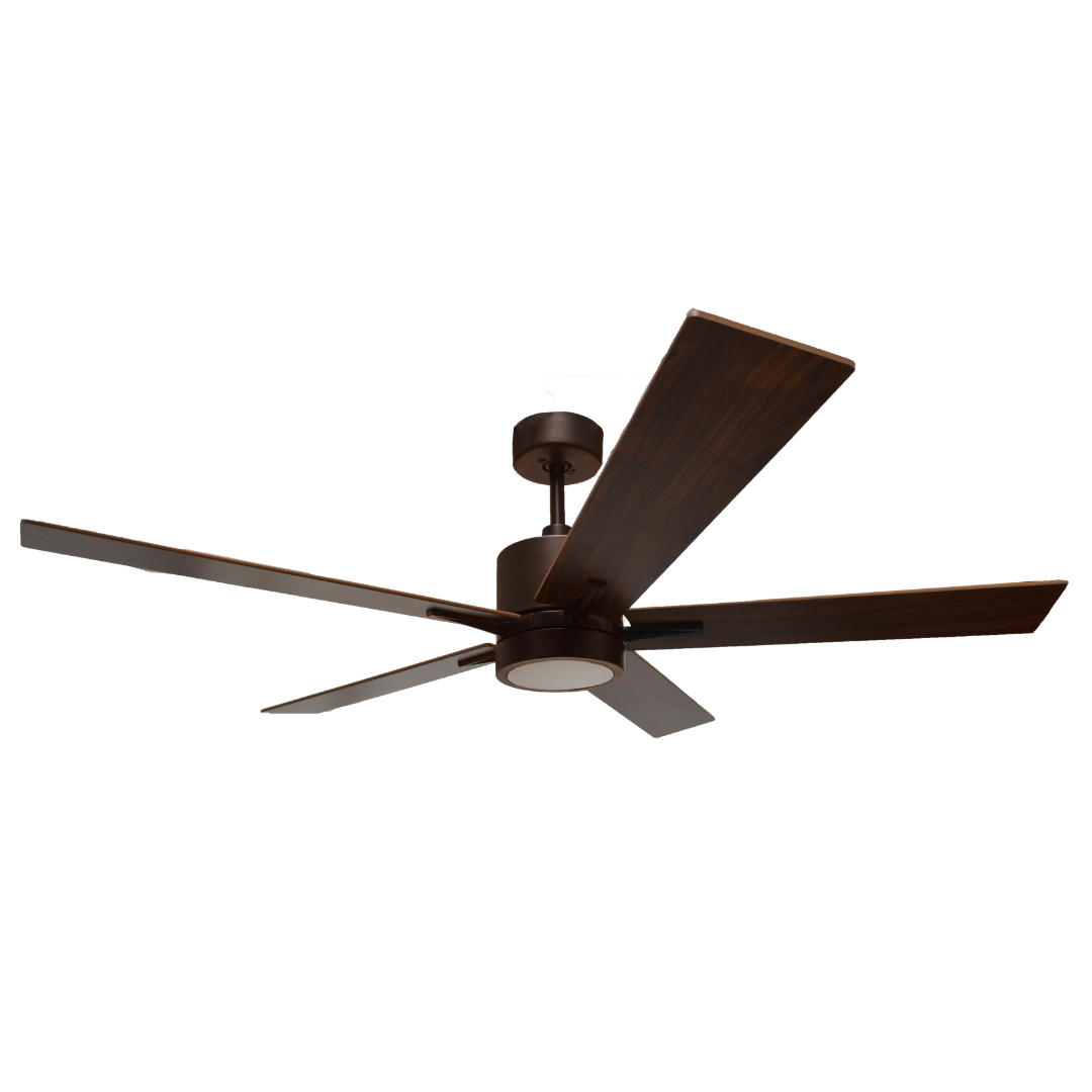 5-Blade 52" Modern Cylinder Fan Med Oak/Walnut Blades WC-6-WH Included - Transitional Indoor Fans in Rubbed Bronze