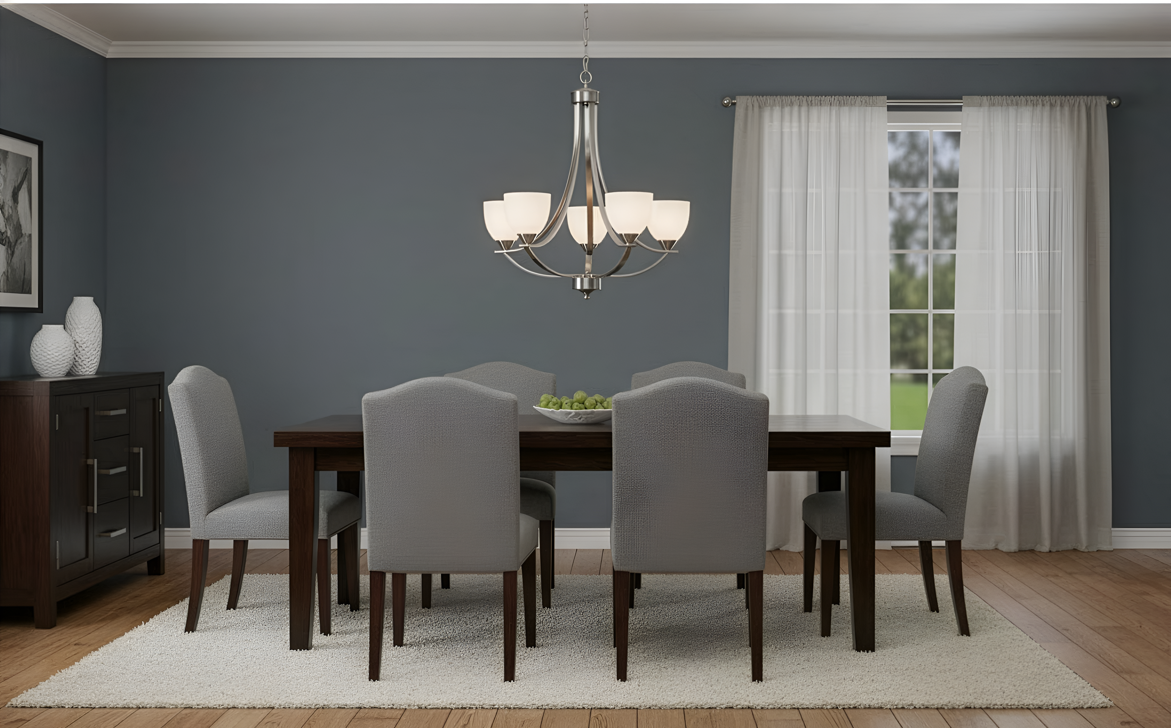 Victoria 5-Light Chandelier White Glass - Stylish Chandeliers