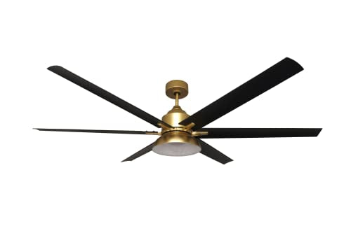 72" LED 6-Matte Black Blades Modern Ceiling Fans Outdoor for Patios with Light
