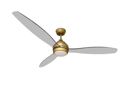 60" Modern Rustic LED Ceiling Fan with Acrylic Blades Antique Brass Fan Light Kit Clear Textured Gold or Chrome