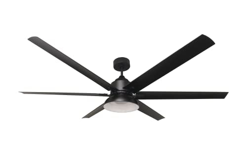 72" LED 6-Matte Black Blades Modern Ceiling Fans Outdoor for Patios with Light