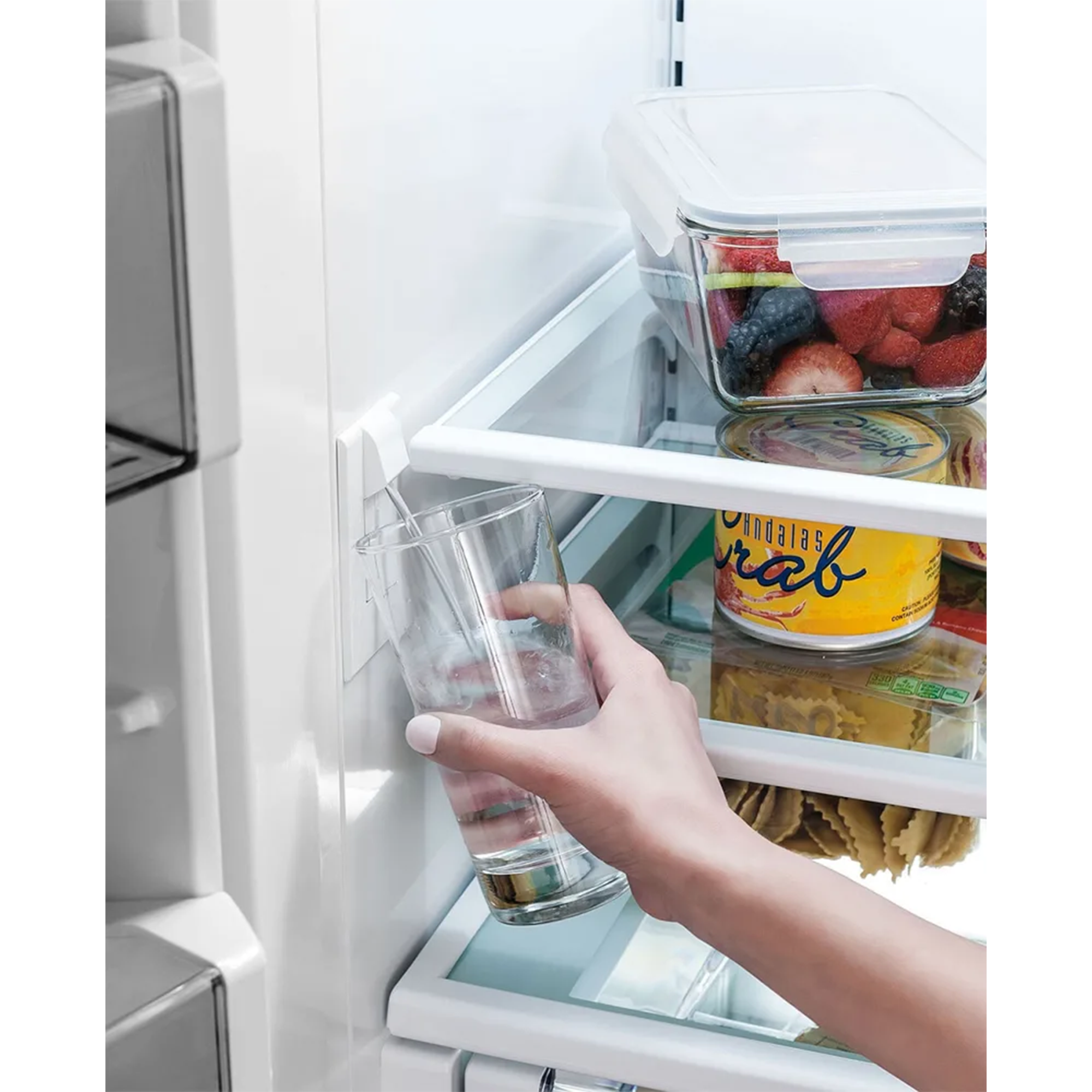 refrigerator with internal dispenser