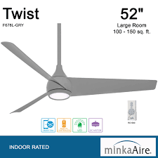 MinkaAire Twist 52″ Ceiling Fan — Grey, Integrated LED & Remote Included