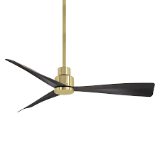 MinkaAire Simple 44″ Ceiling Fan — Coal & Soft Brass, 3‑Blade DC Motor, Remote Included, Wet‑Rated