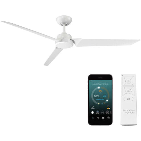 Modern Forms Roboto 62″ Smart Ceiling Fan — Matte White, 3 Blades, Wet‑Rated
