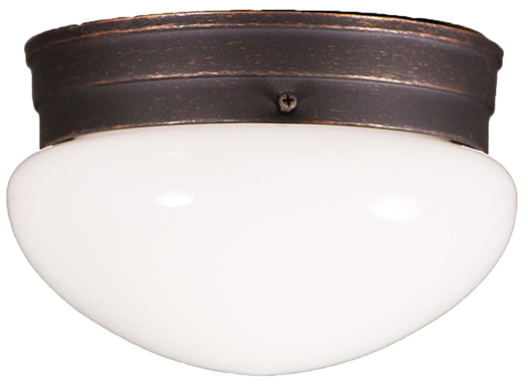 1-Light White Mushroom - Elegant Ceiling Mounts in Rubbed Bronze