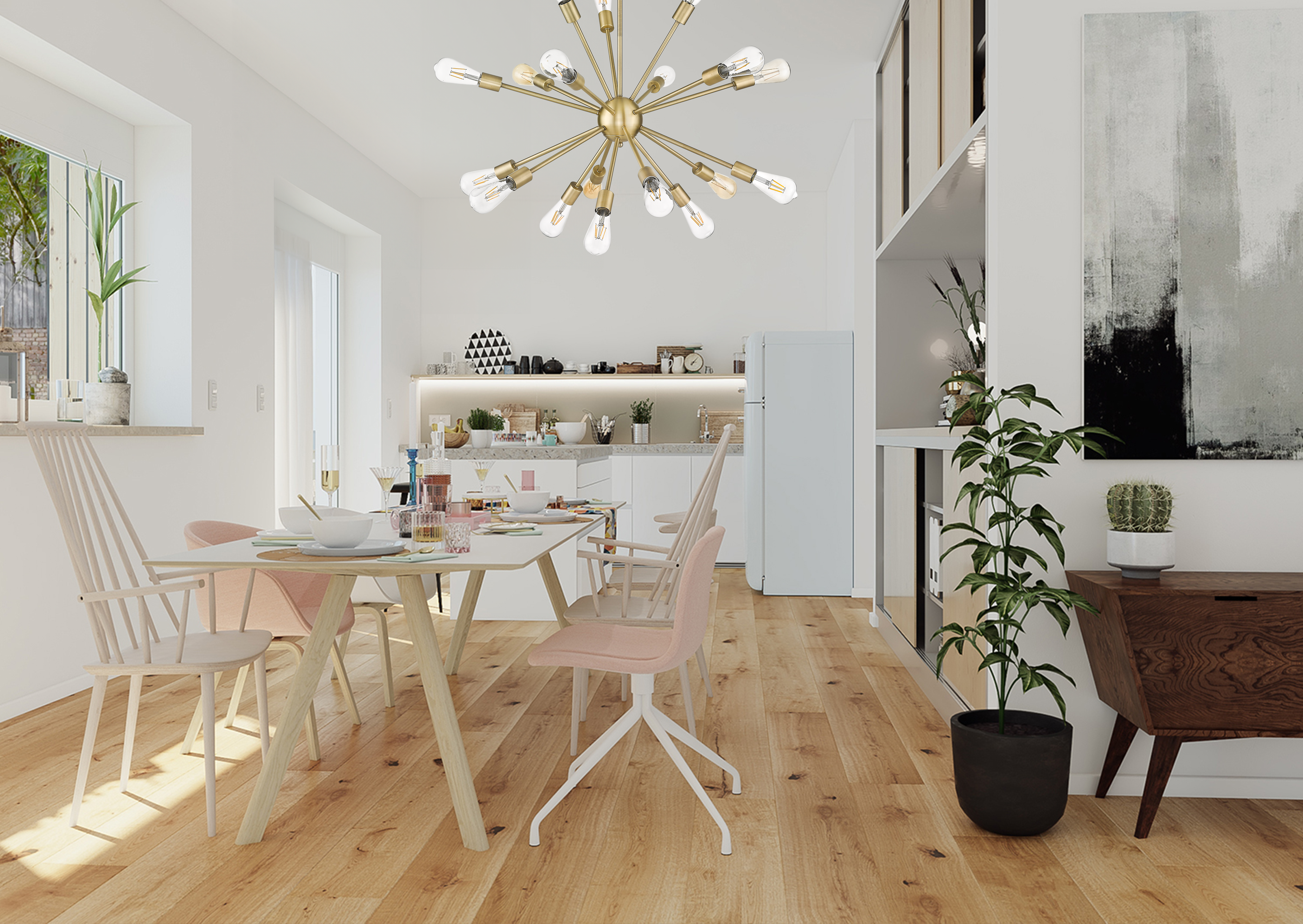 18-Light Odyssey Chandelier - Matte Gold - Stylish Chandeliers