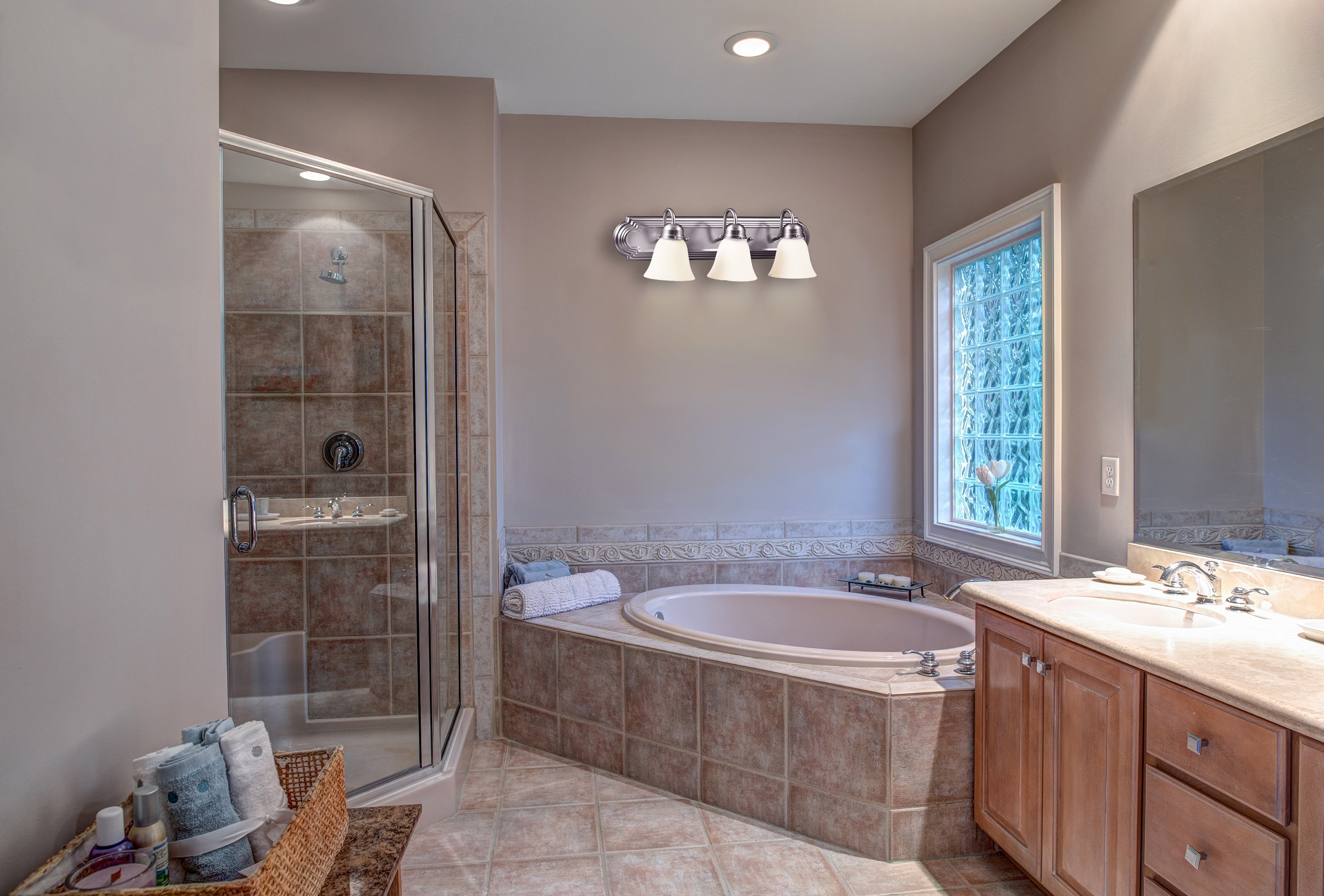3 Light 24" Wide Brushed Nickel Bathroom Vanity Light