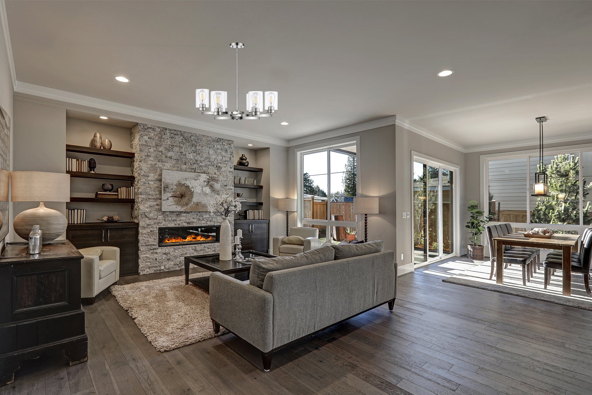 6 light Modern polished nickel chandelier living room