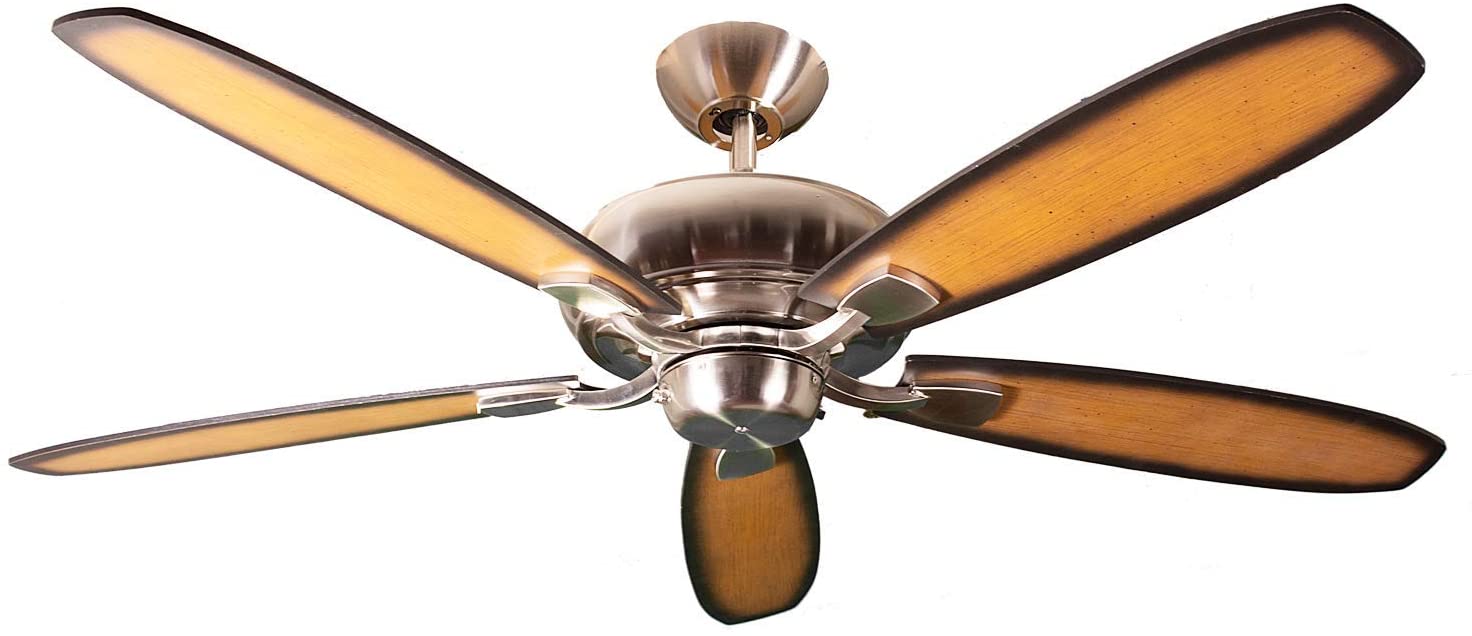 52" 5-Blade Classical Nickel Ceiling Fan With Reversible Blades