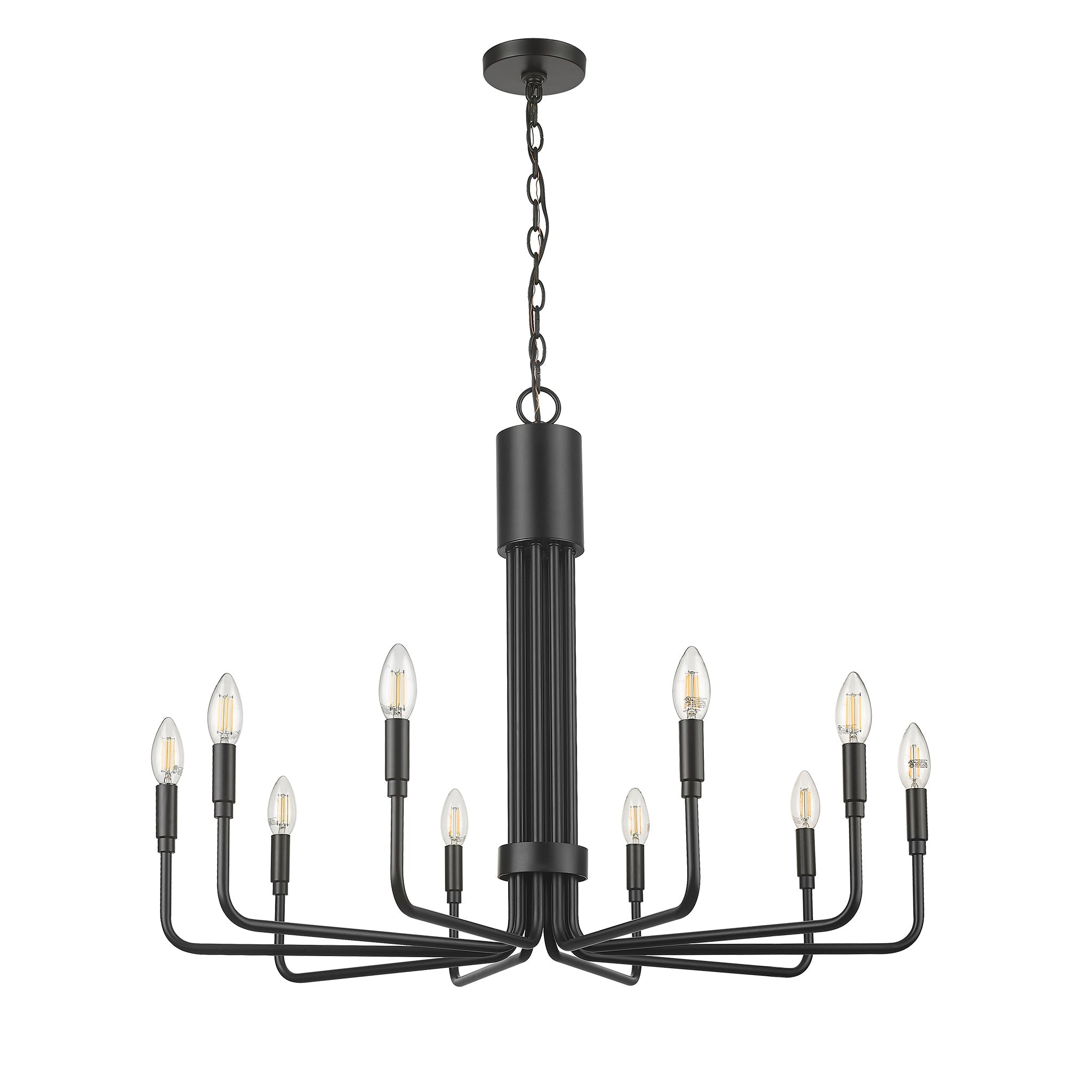 Modern black candle chandelier 10 light