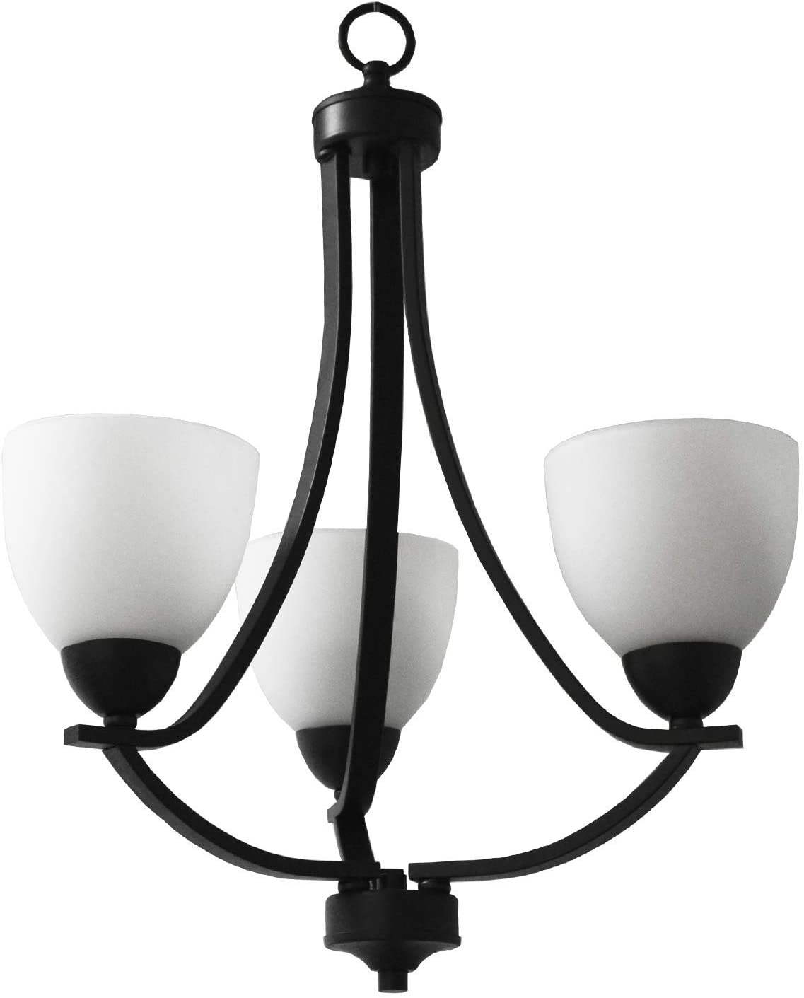 3 light black and white glass chandelier