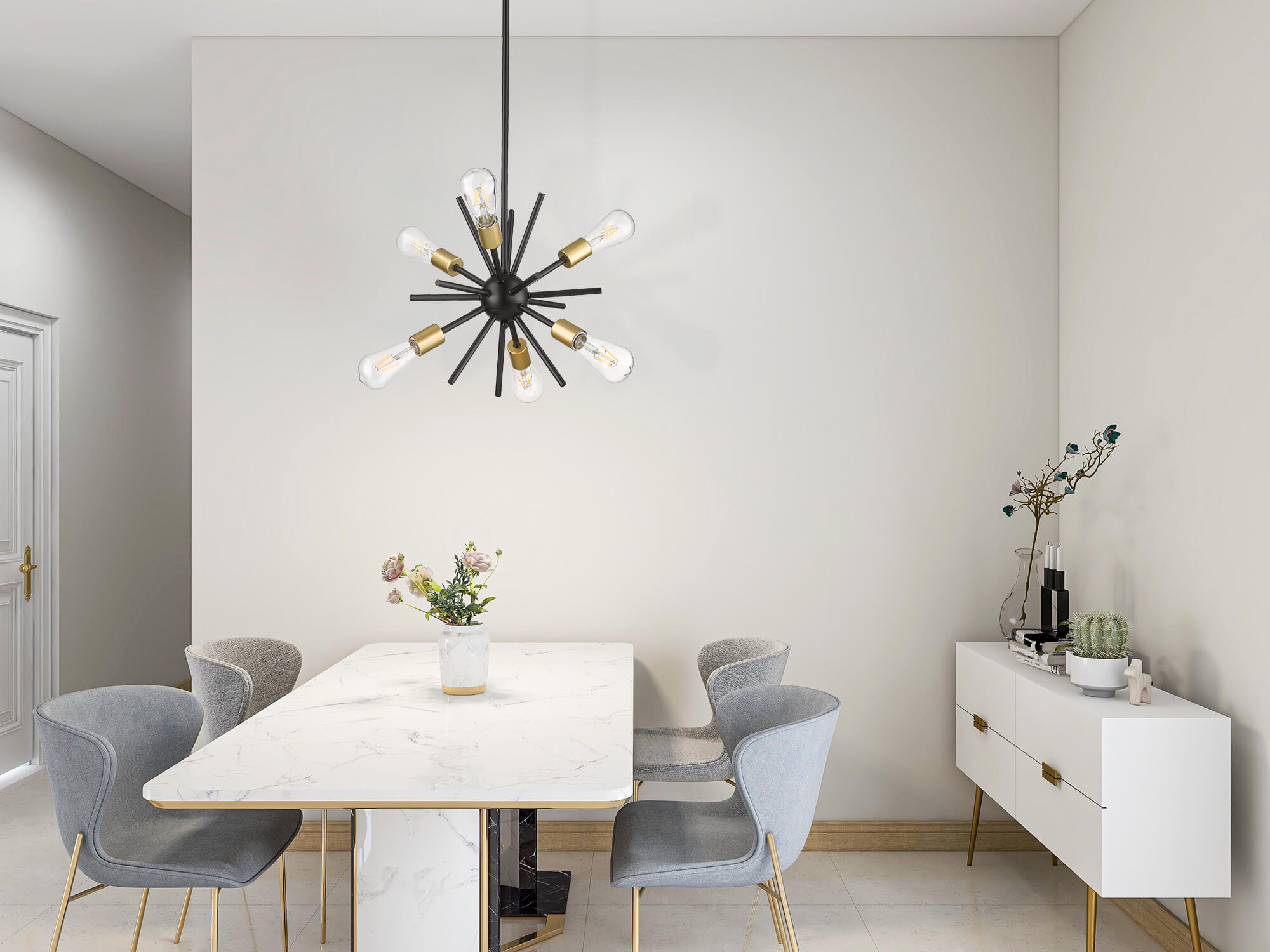14 inch modern black gold sputnik chandelier dining room