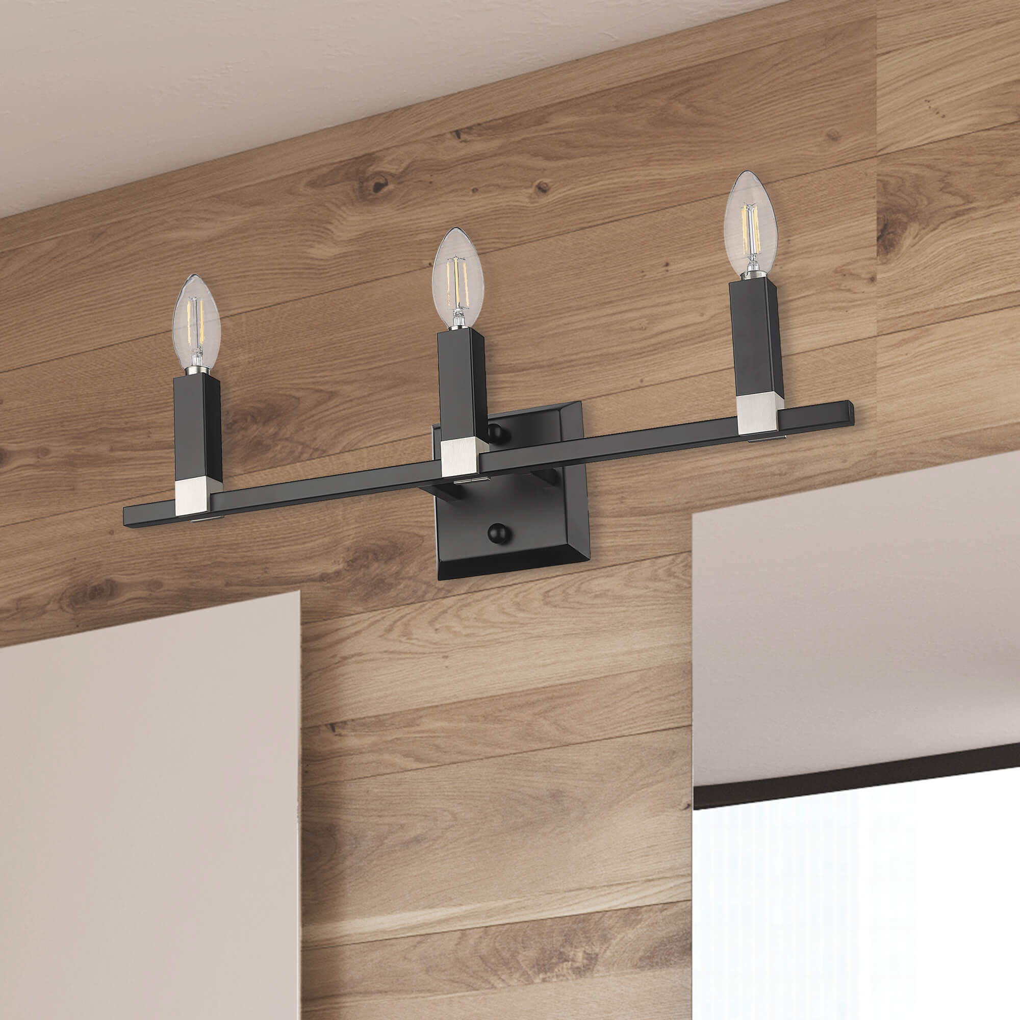 3 light contemporary wall sconce vanity light black nickel