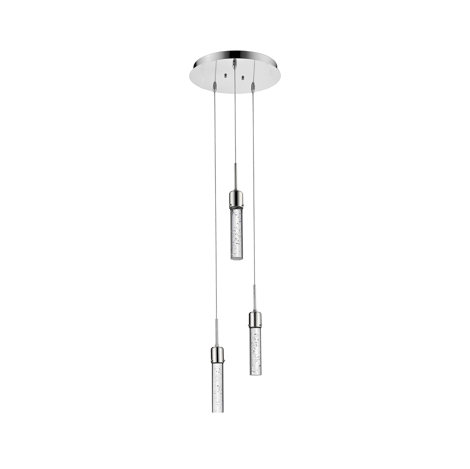 3 light bubble glass cylinder pendant light nickel