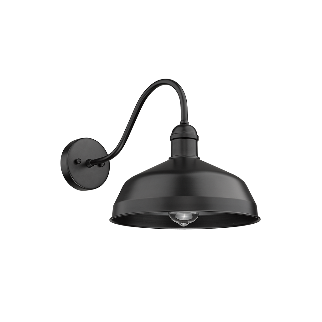 Black gooseneck barn light wall sconce