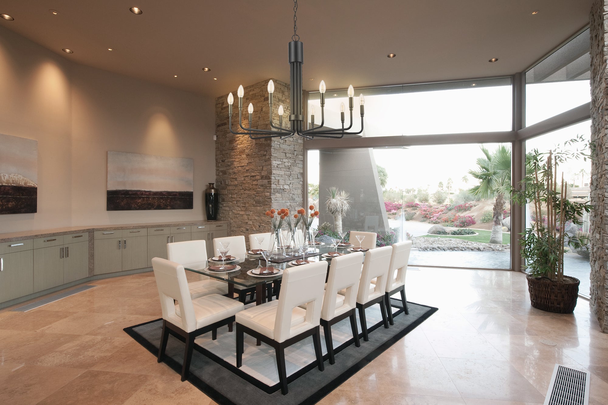Modern black candle chandelier 10 light dining room